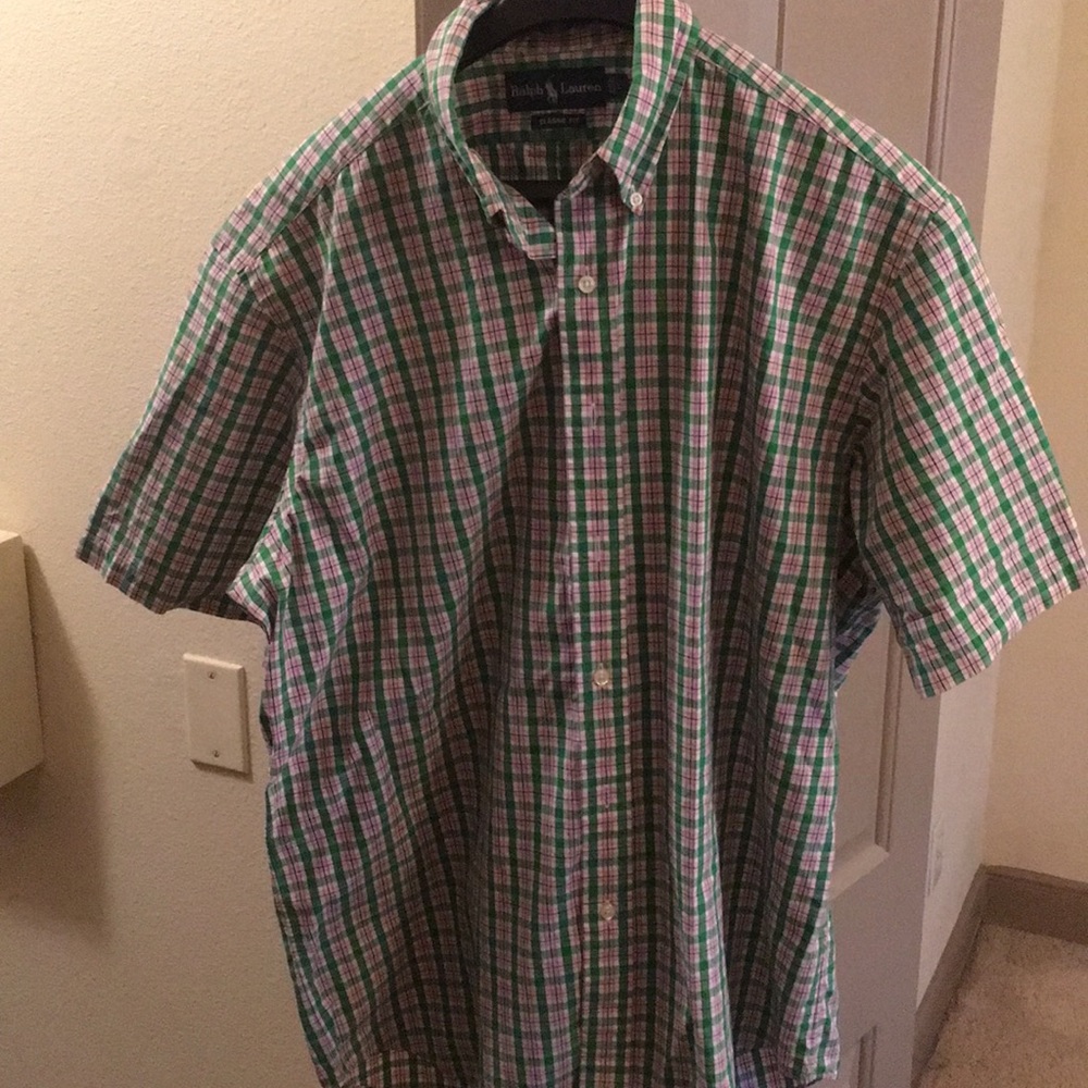 Polo by Ralph Lauren Pink and Green Button Down